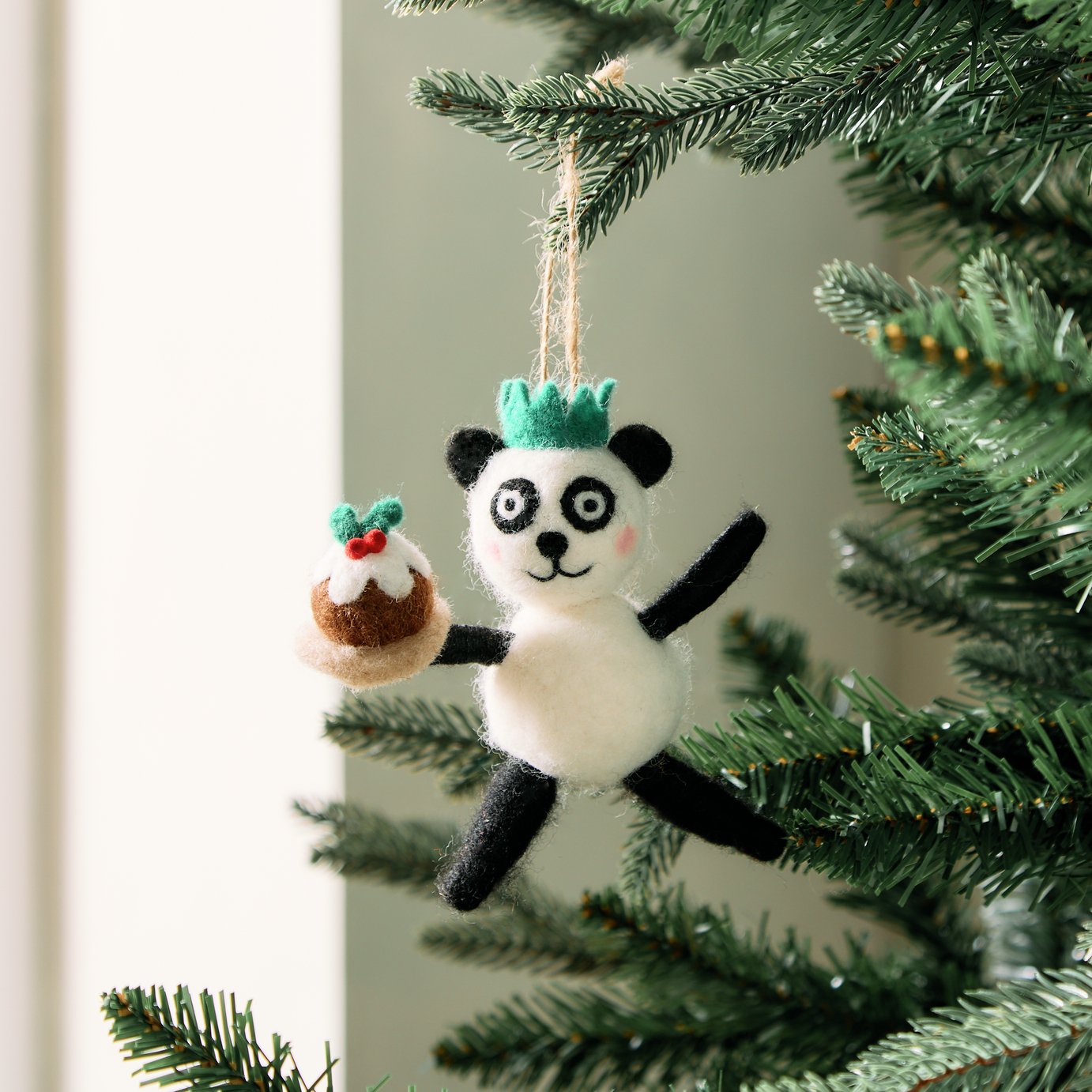 Habitat Single Panda with Pudding Christmas Hanging Ornament