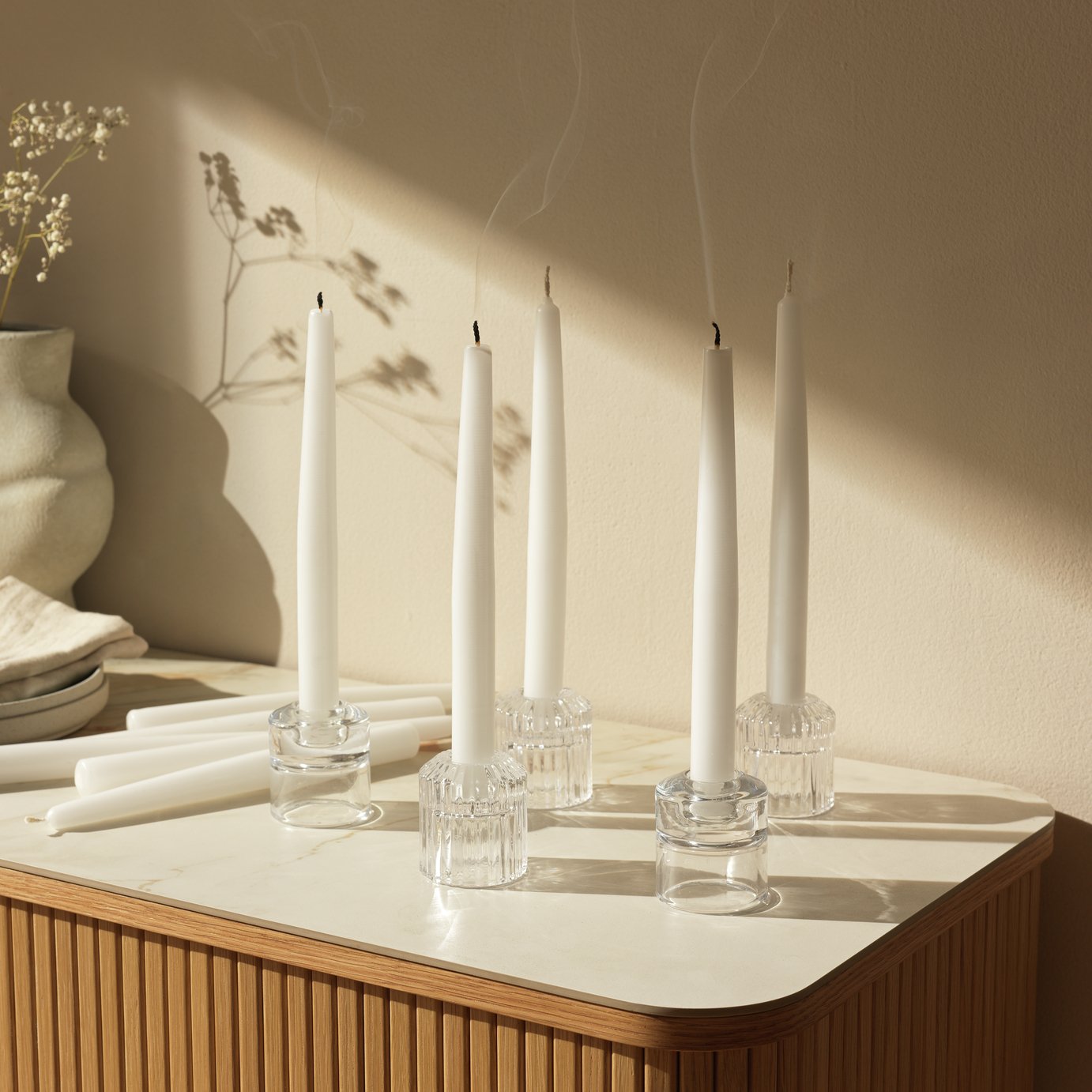 Habitat Tapered White Candles - Pack of 10