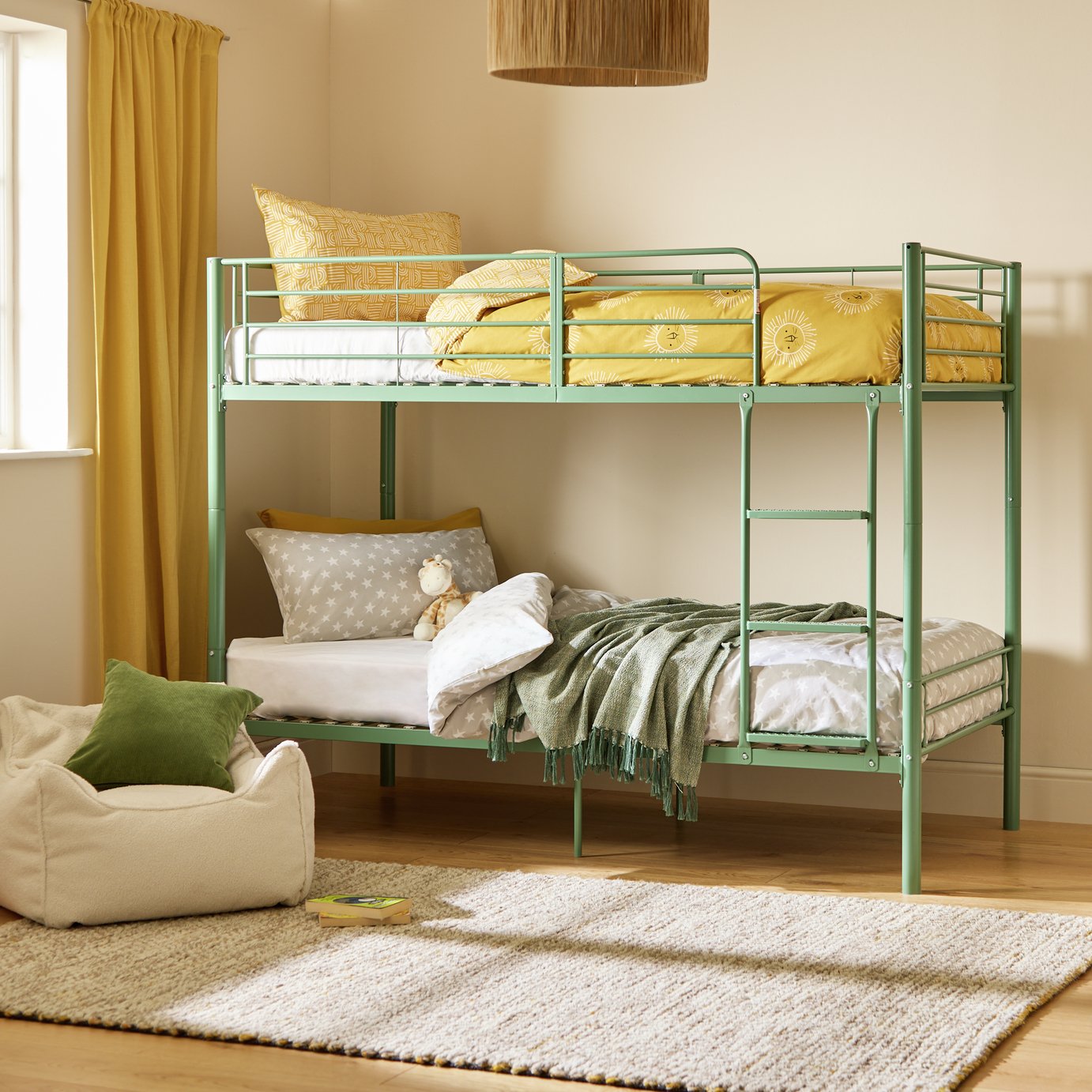 Argos Home Mason Single Metal Bunk Bed - Sage Green