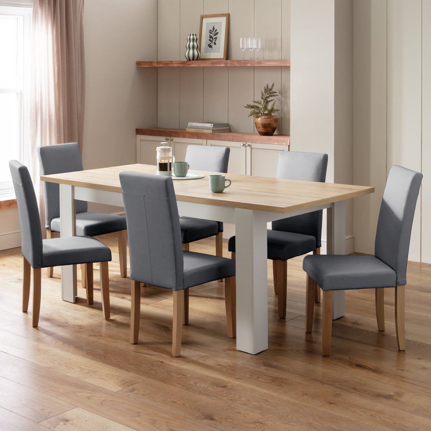Argos Home Preston Extending Grey Dining Table & 6 Chairs