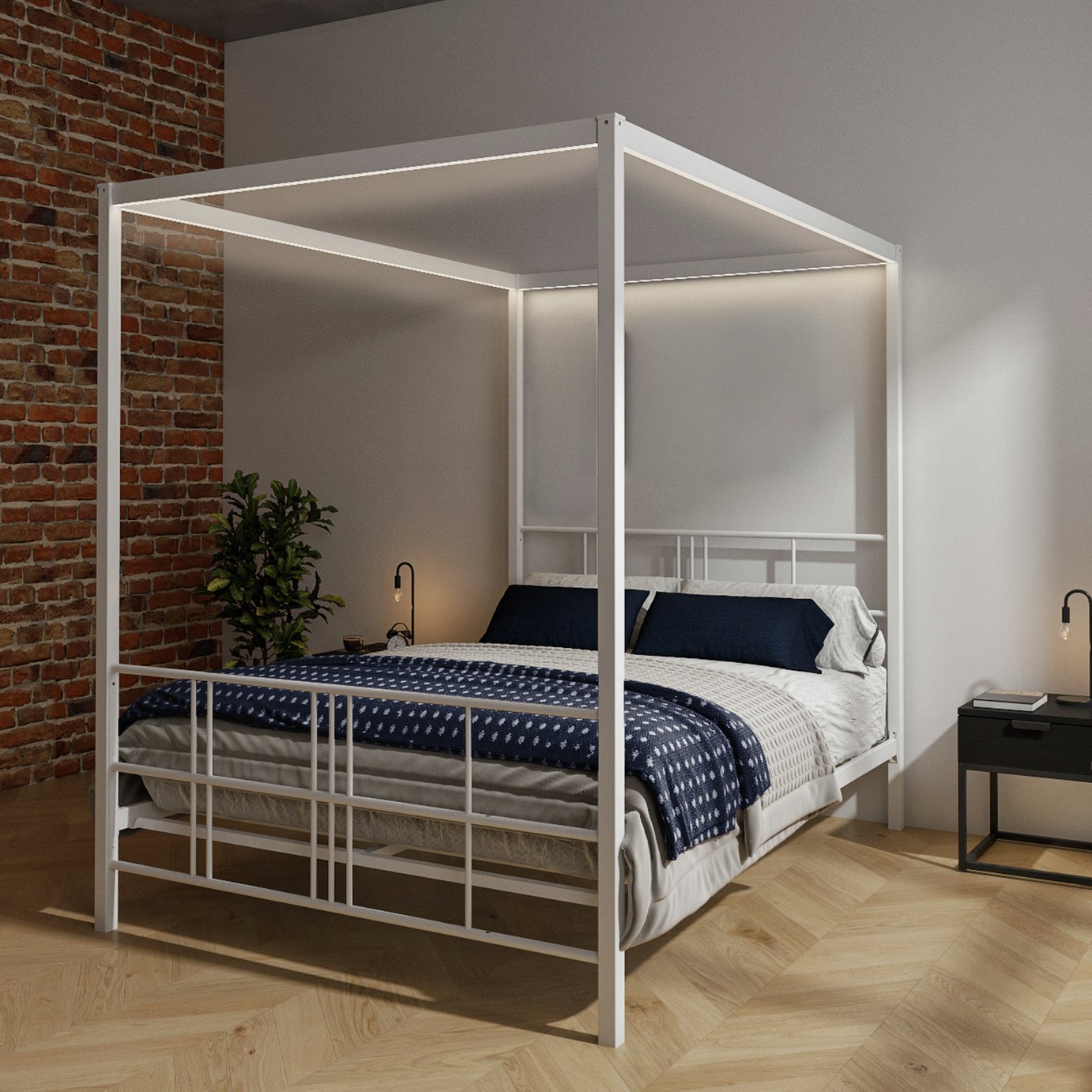 XR Living Fern 4 Poster Bed Frame With LED