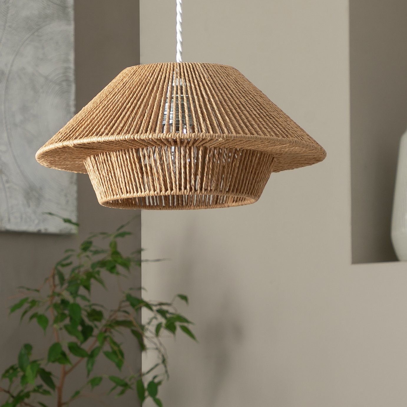 Habitat Natural Paper Rope 2 Tier Easy Fit Lampshade - 35cm