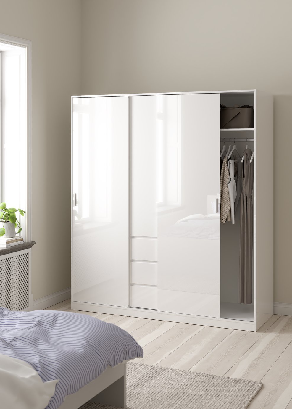 Tvilum  Naia 3 Door 3 Drawer Sliding Wardrobe