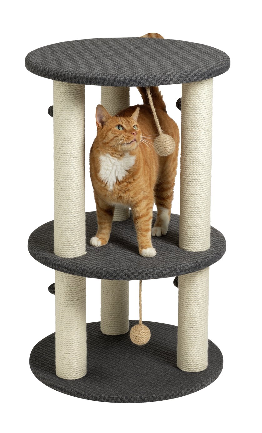 3 Level Cat Platform Scratch Post with Pompoms