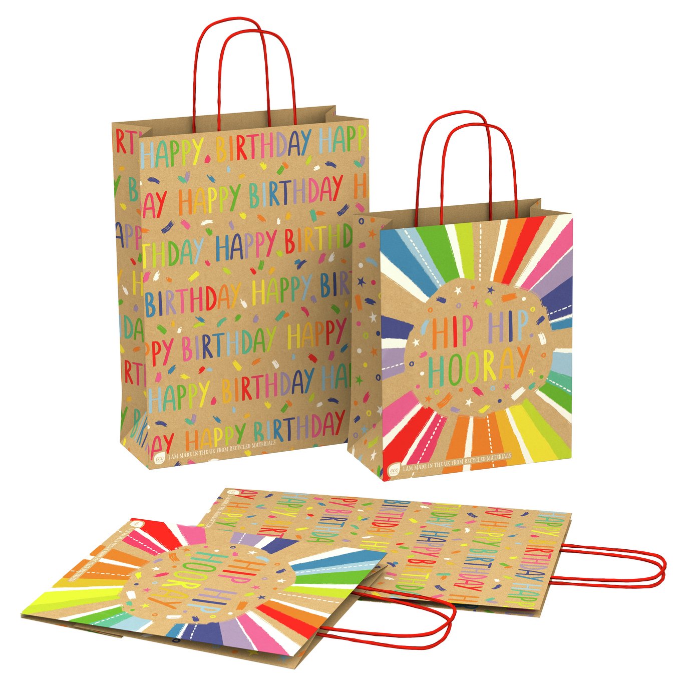 Eco Nature Happy Birthday Gift Bag - Pack of 4