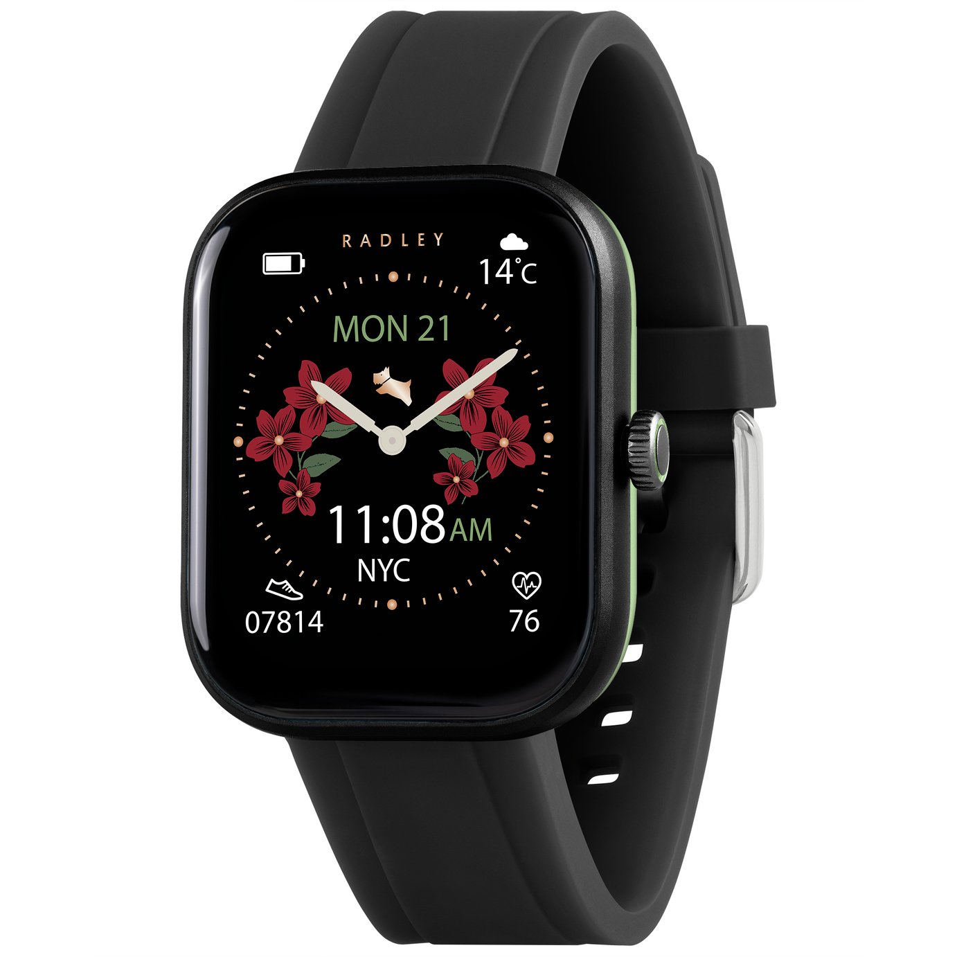 Radley Petite Case Black Silicone Strap Smart Calling Watch