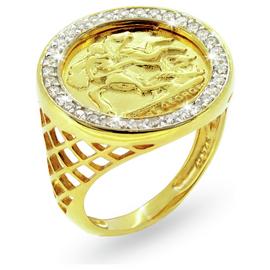 Revere Mens 9ct Gold Plated Sterling Silver Medallion Ring