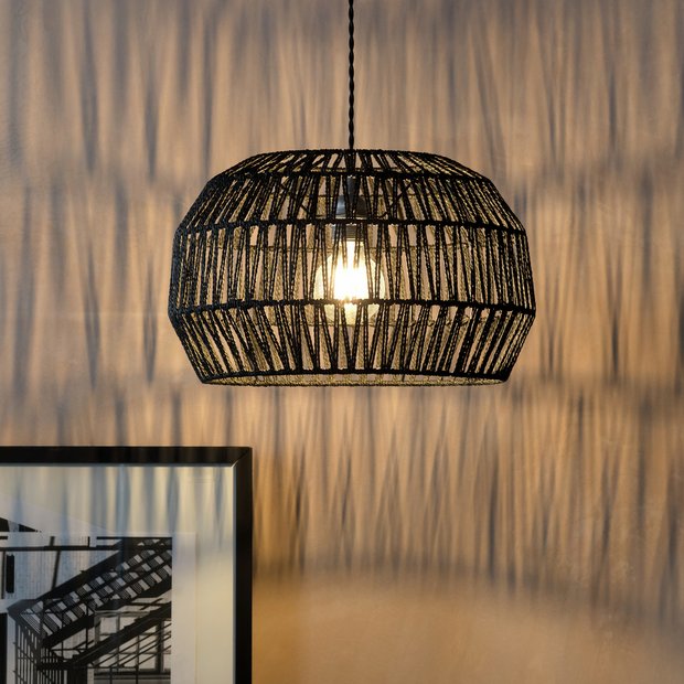Buy Argos Home Black Paper Rope Easy Fit Lampshade - 39cm | Lamp