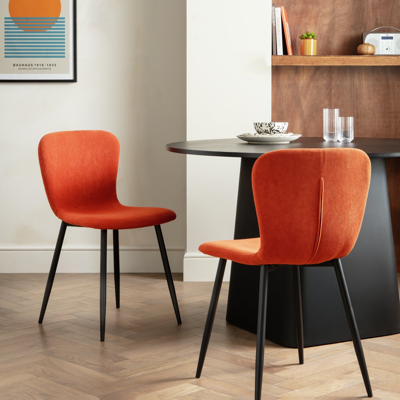 Habitat Shai Pair of Fabric Chairs - Orange