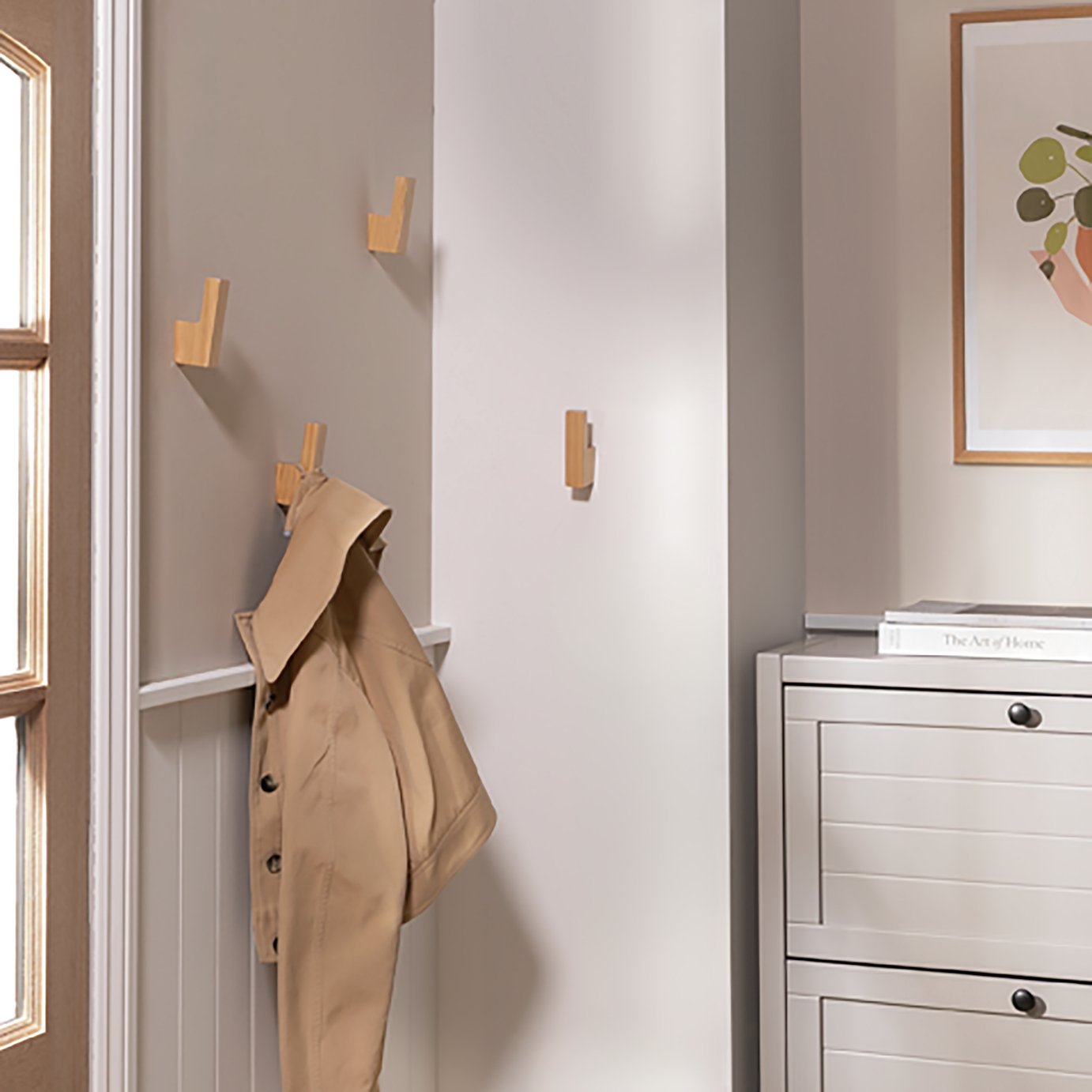 Argos Home Pack of 4 Coat Hooks - Natural