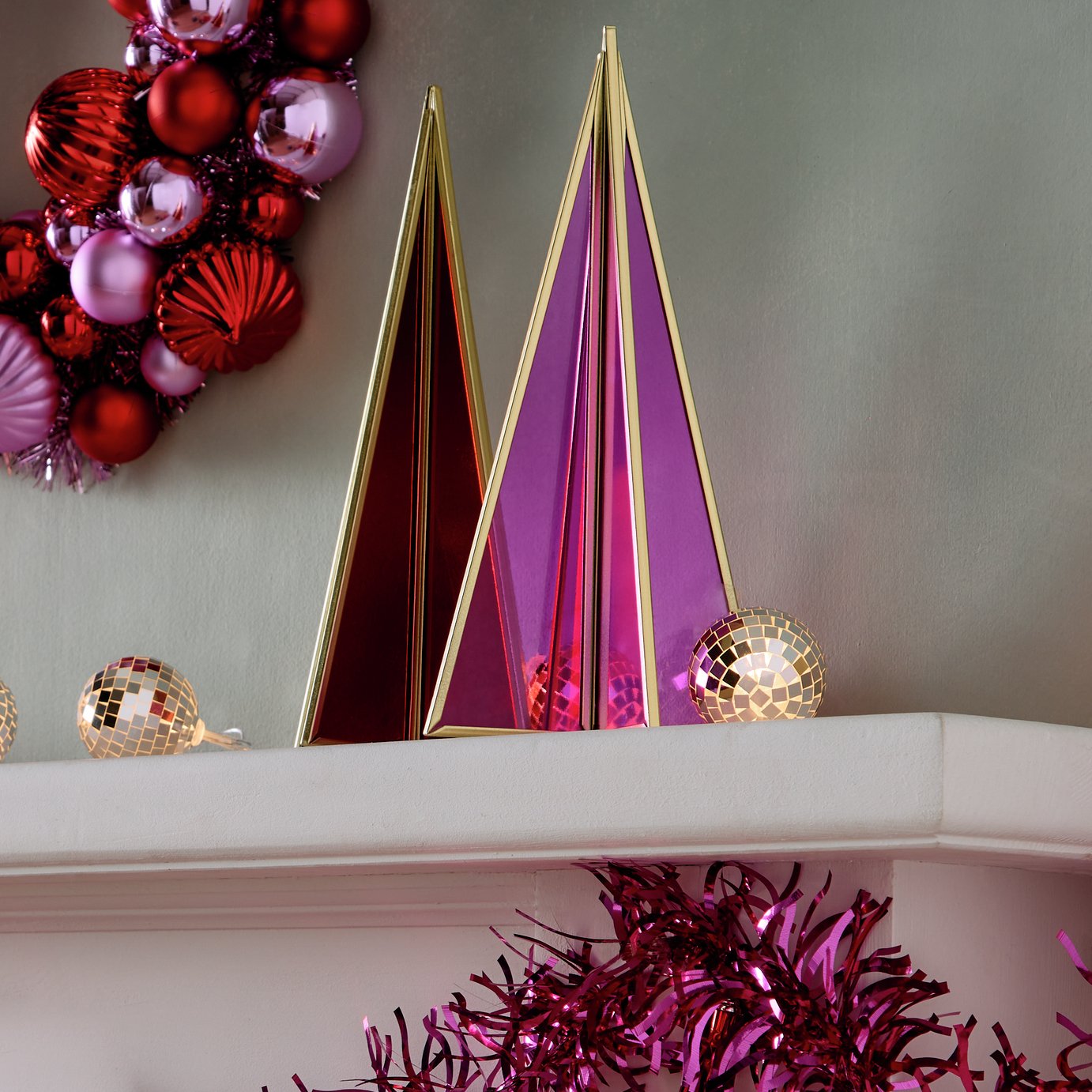 Habitat Assorted Christmas Tree Shaped Ornament - Pink & Red