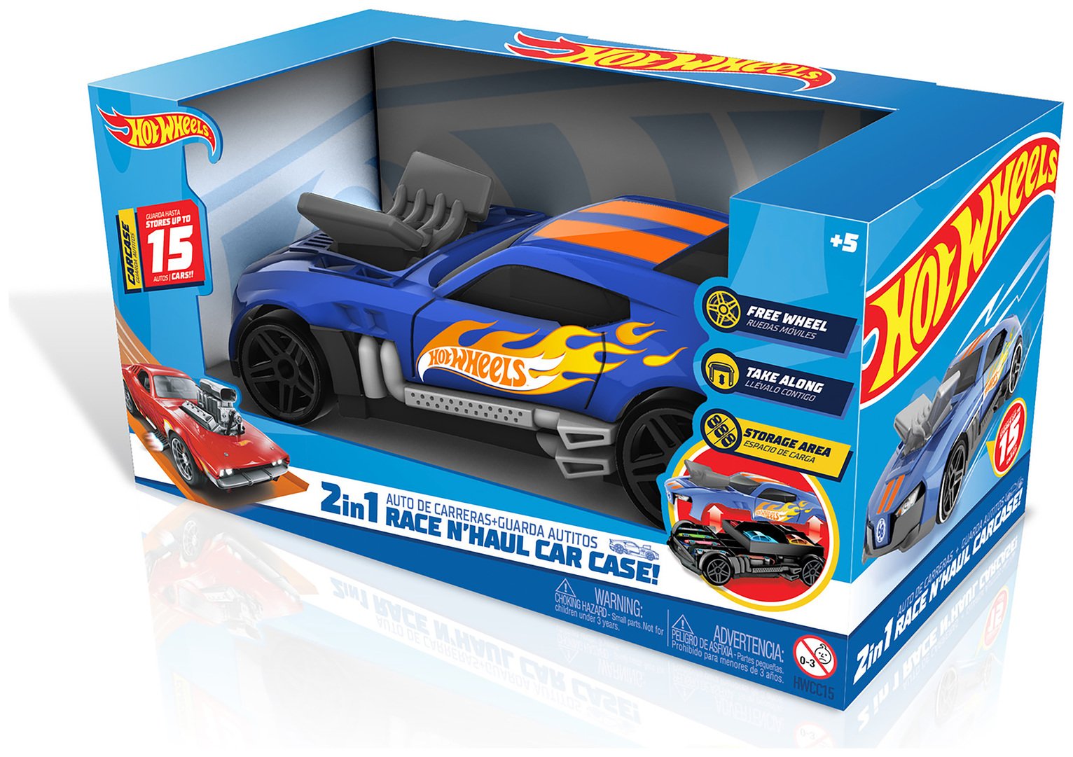 Hot Wheels 2in1 Race N' Haul Car Case Blue