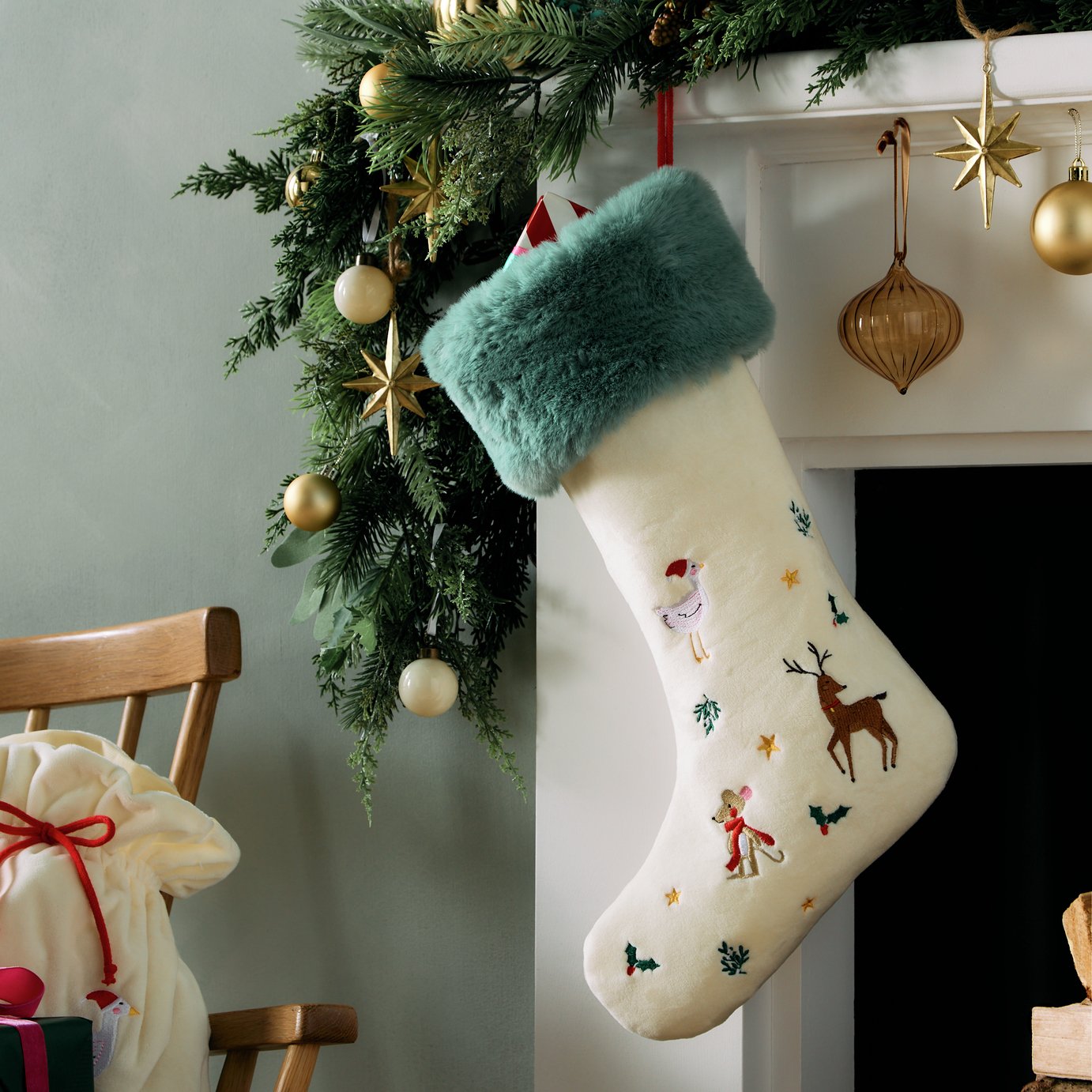 Argos Home Embroidered Character Christmas Stocking