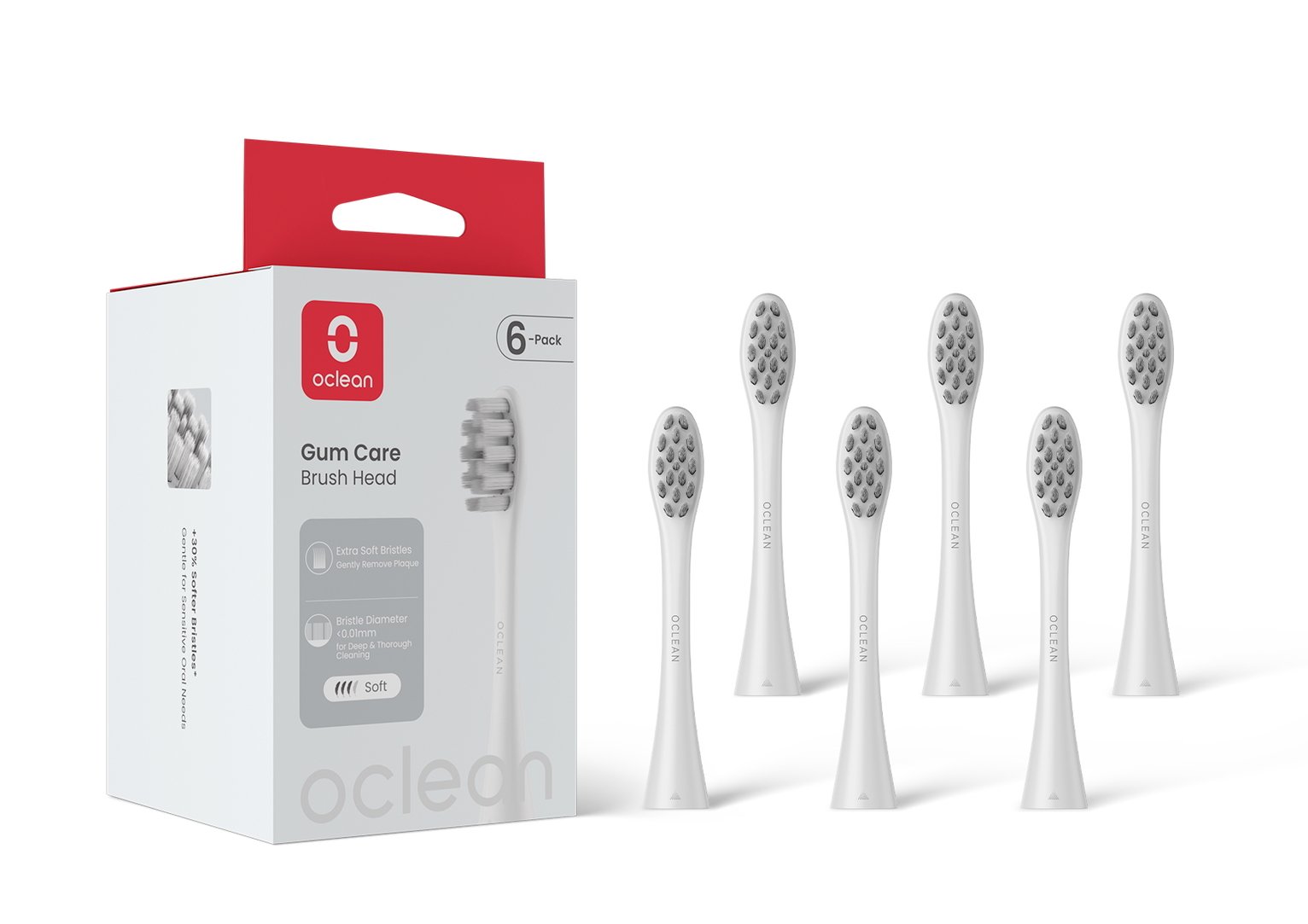 Oclean Gum Care Brush Head White - 6 Pack 