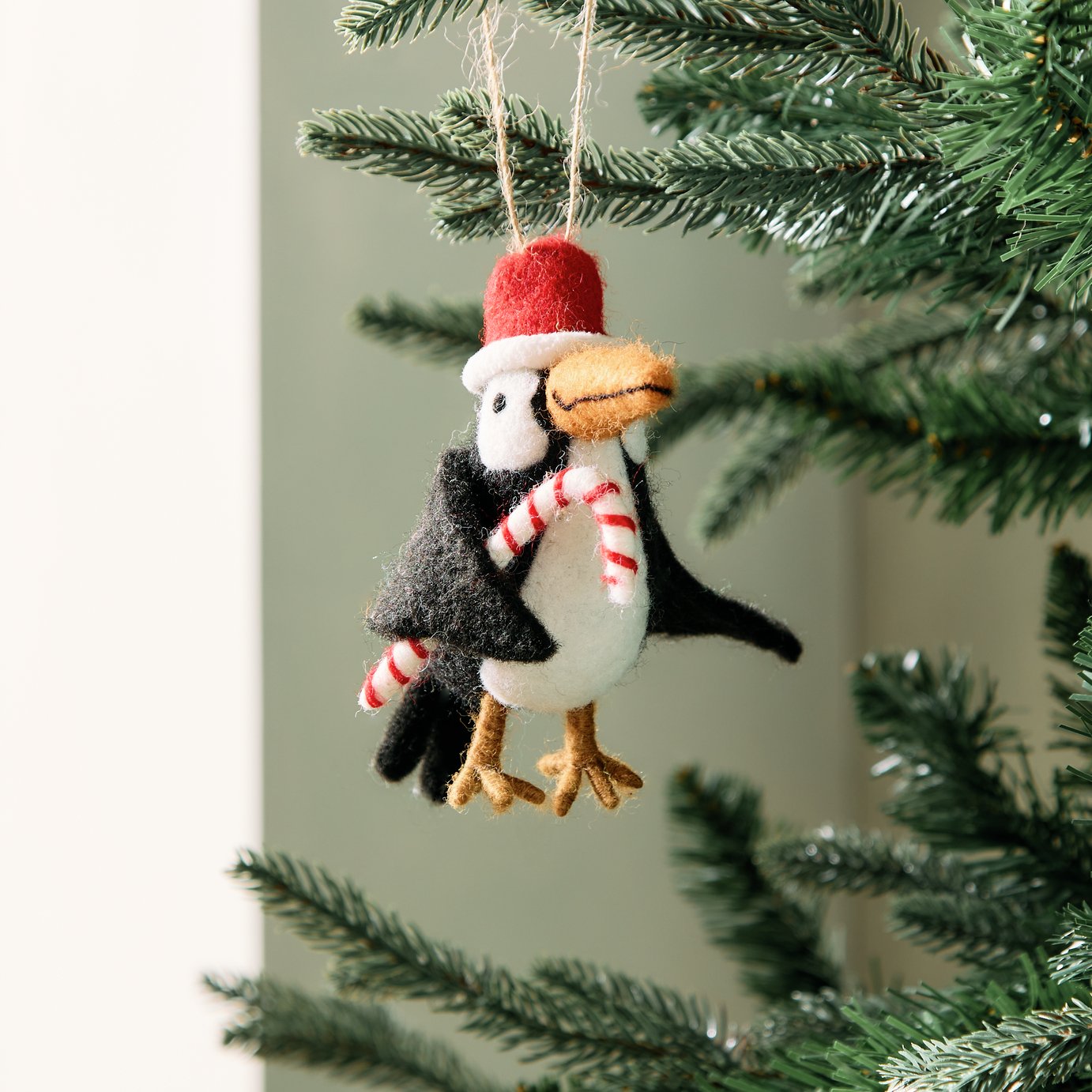 Habitat Single Candycane Toucan Christmas Hanging Ornament