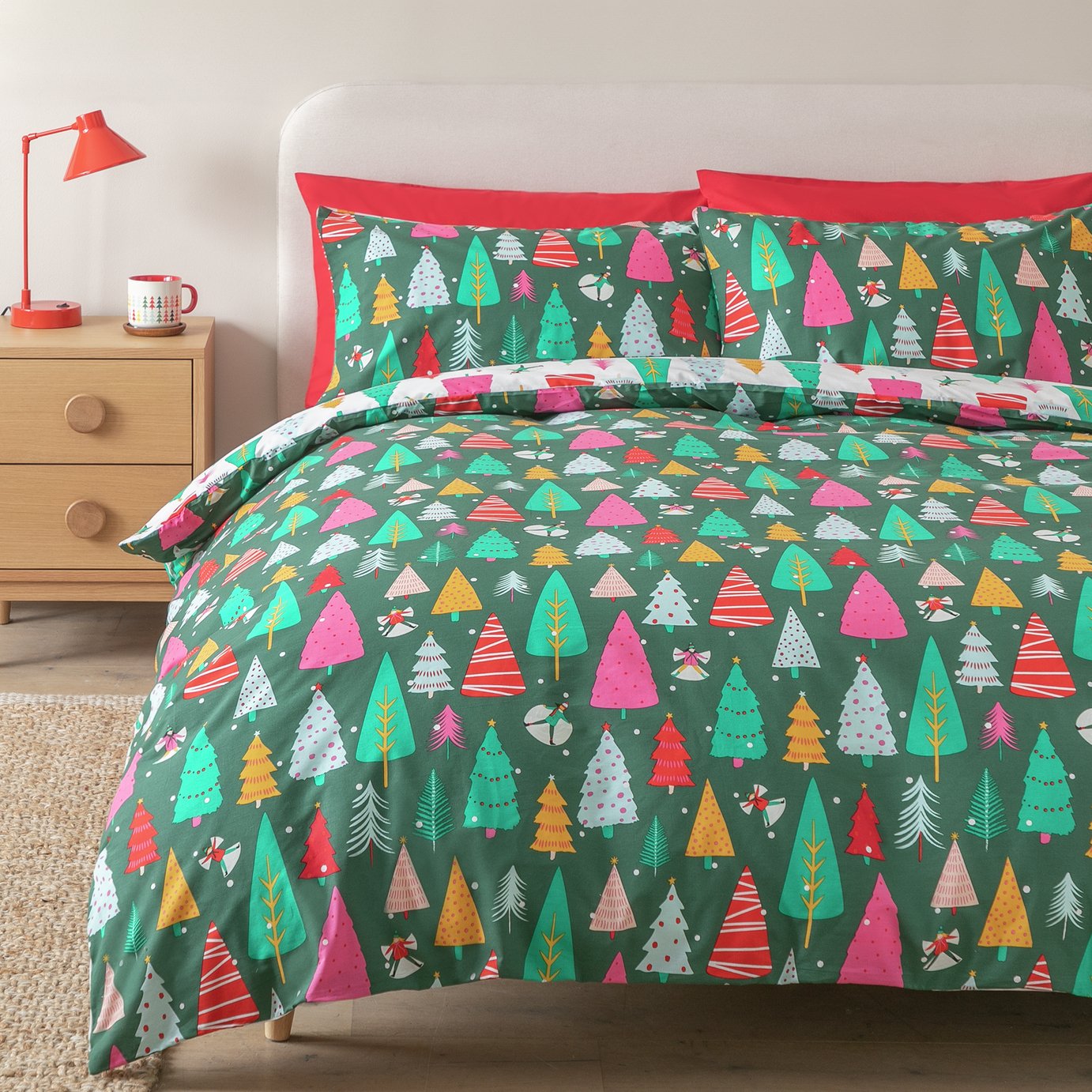Argos Home Christmas Trees Green Bedding Set - Single