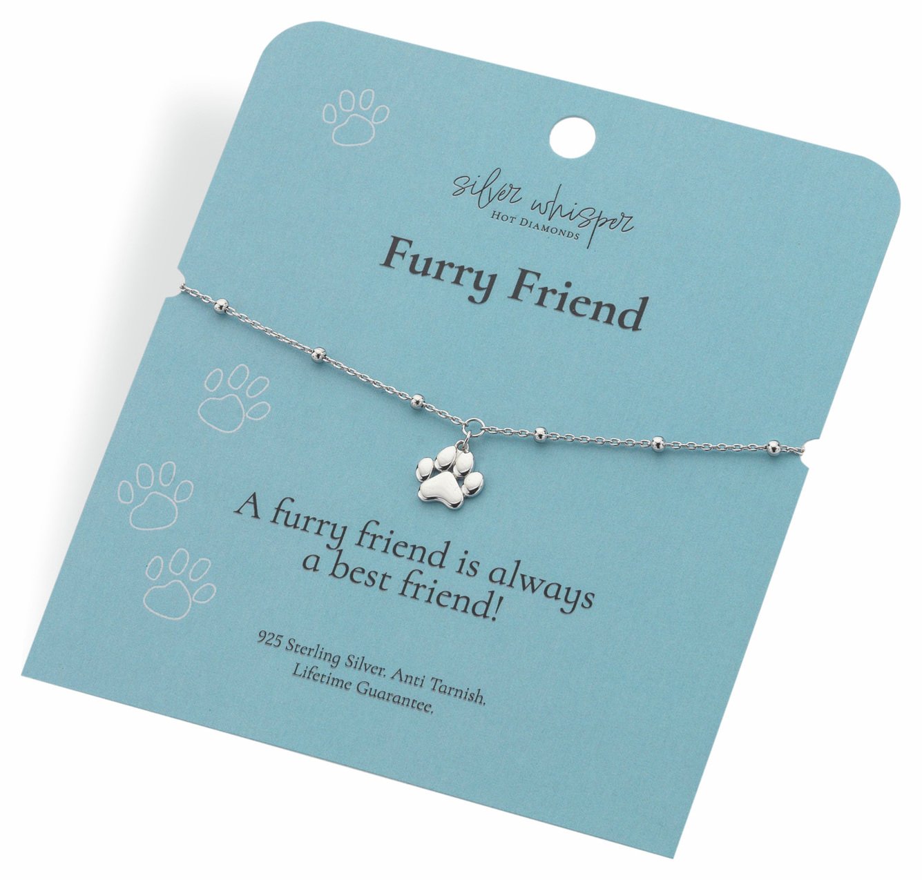 Hot Diamonds Sterling Silver Furry Friend Paw Charm Bracelet