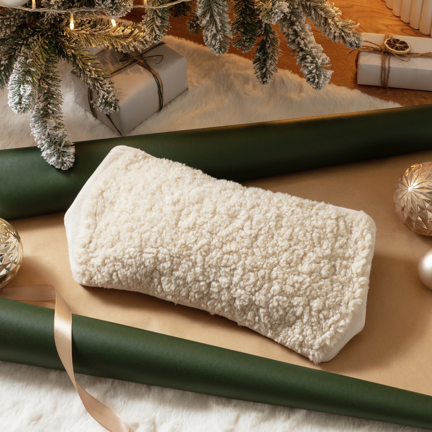 Habitat 1L Hot Water Bottle with Cream  Fabric Cover