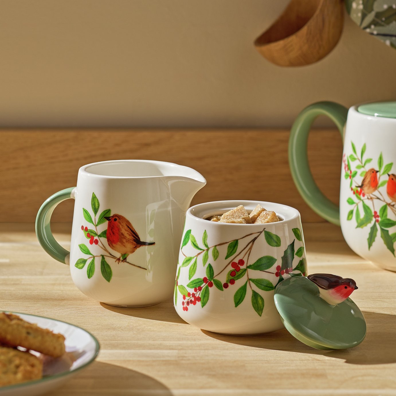 Argos Home Robin Stoneware Sugar Pot & Creamer Set - White