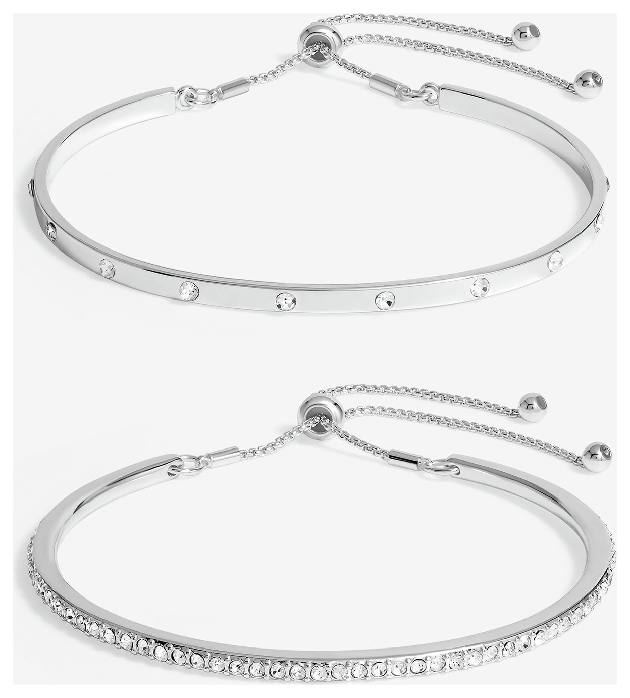 Lipsy Silver Crystal Bar Toggle Bracelets - Pack Of 2