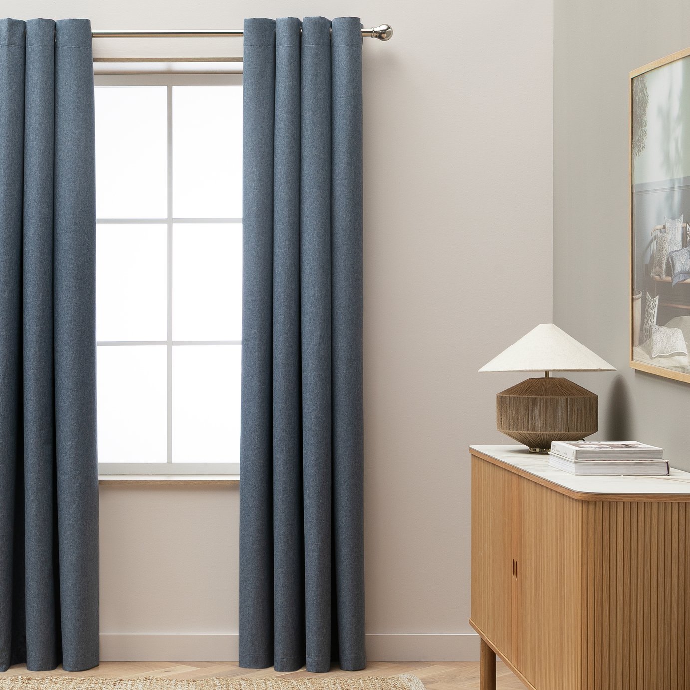 Habitat Blackout Eyelet Curtains - Blue - 168x183cm