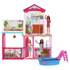 Barbie Estate Dolls House and 3 Dolls