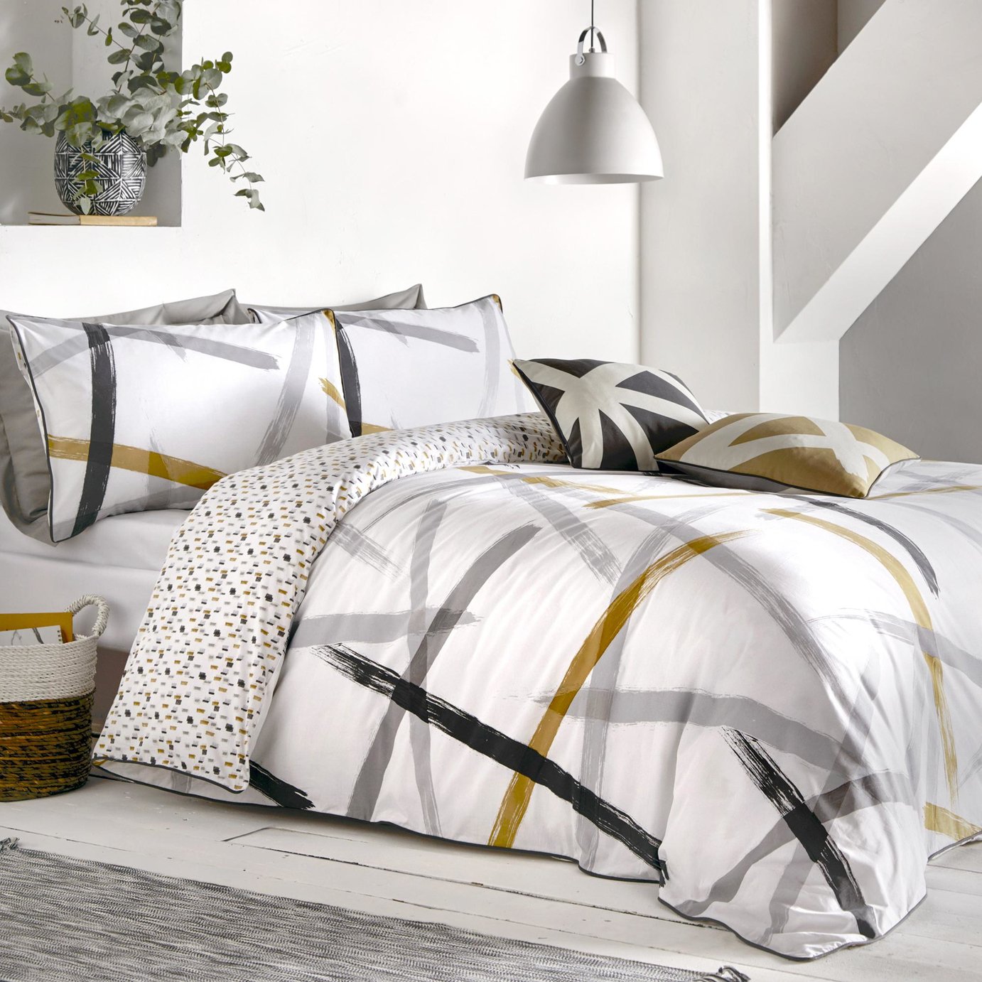Appletree Leda Cotton Printed Grey Bedding Set