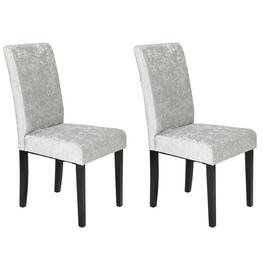 Argos Home Pair of Midback Velvet Dining Chairs - Silver