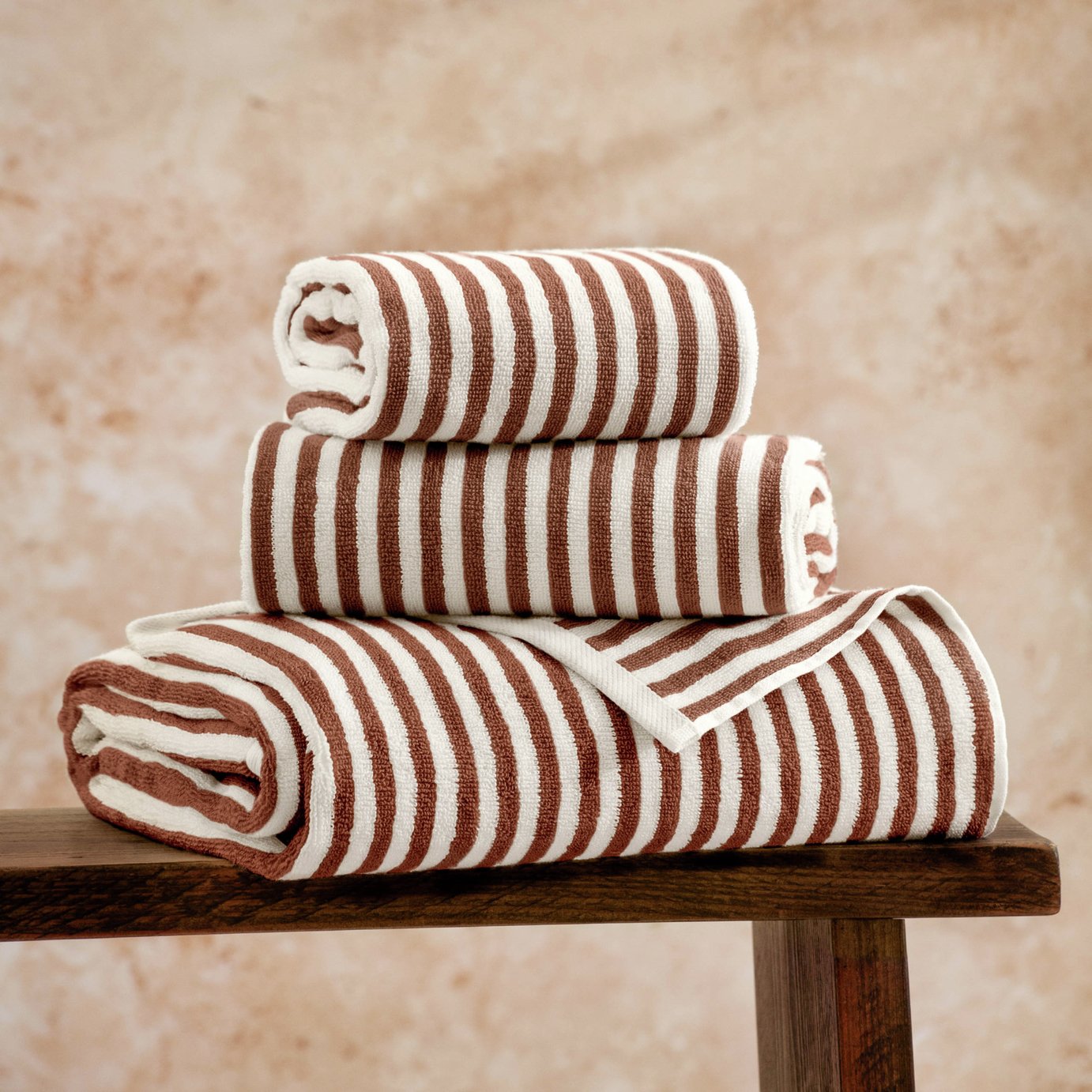 Yard Hebden Stripe Bath Towel - Brown