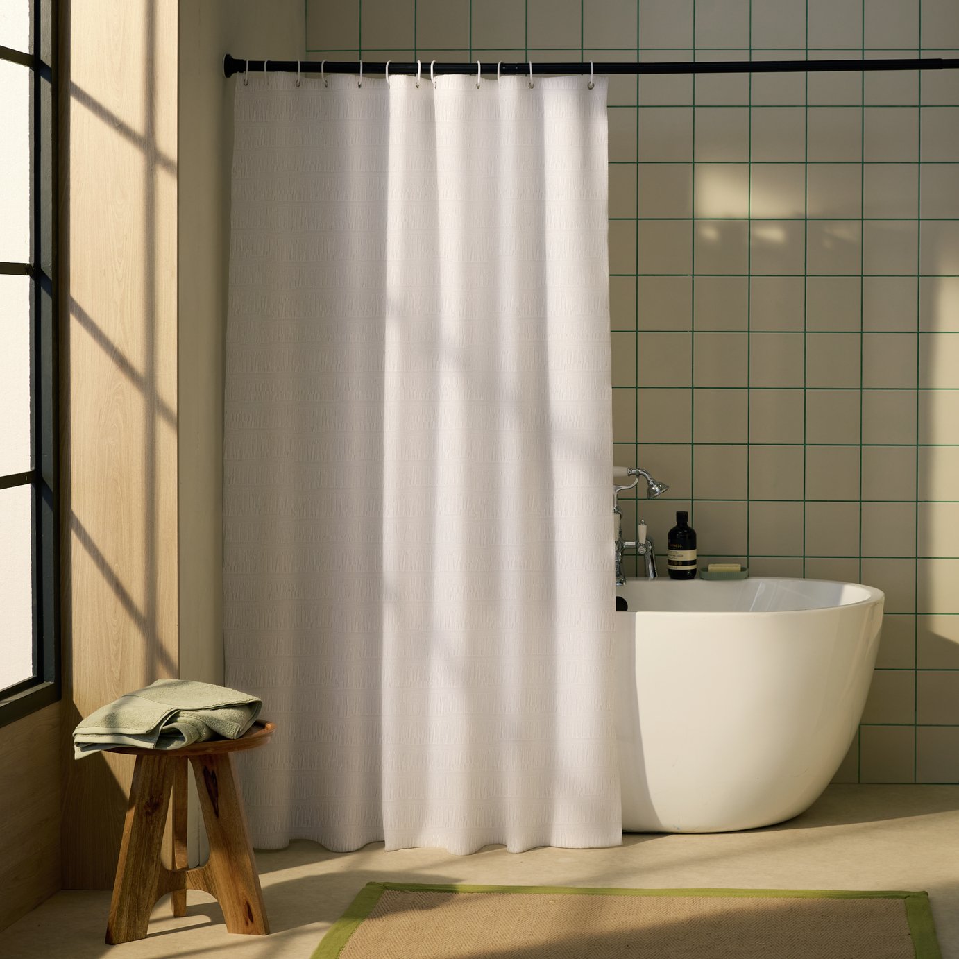 Habitat Seersucker Shower Curtain - White 