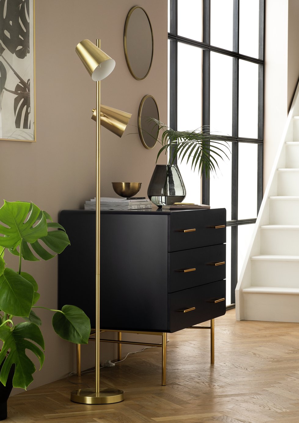 Habitat Iras Brass Double Head Floor Lamp