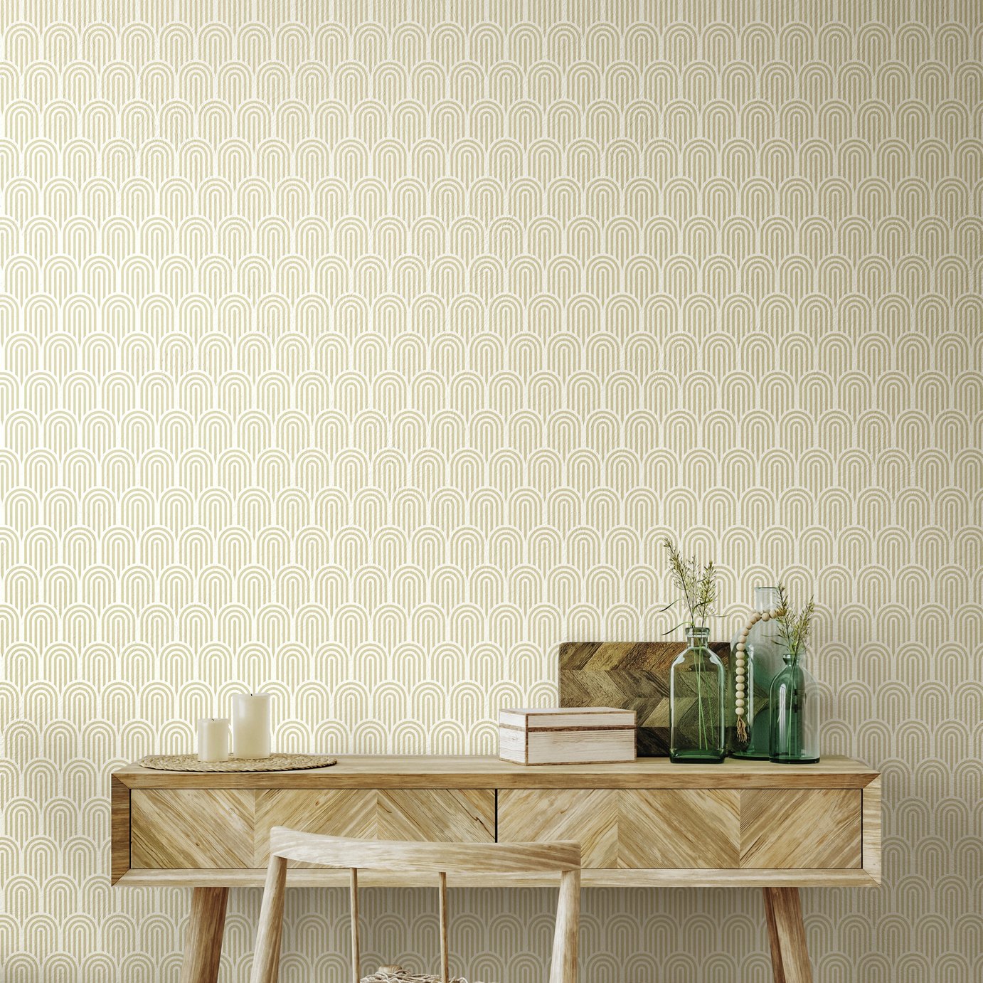 Hoopla Walls Retro Arch Cream Wallpaper