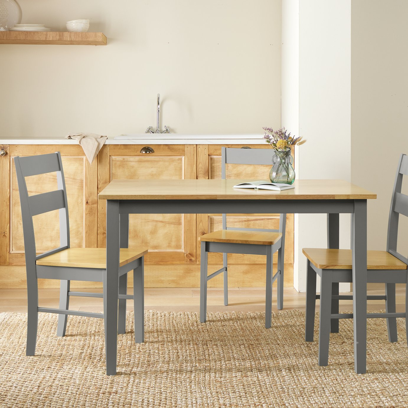 Argos Home Chicago Wooden 4 Seater Dining Table - Grey