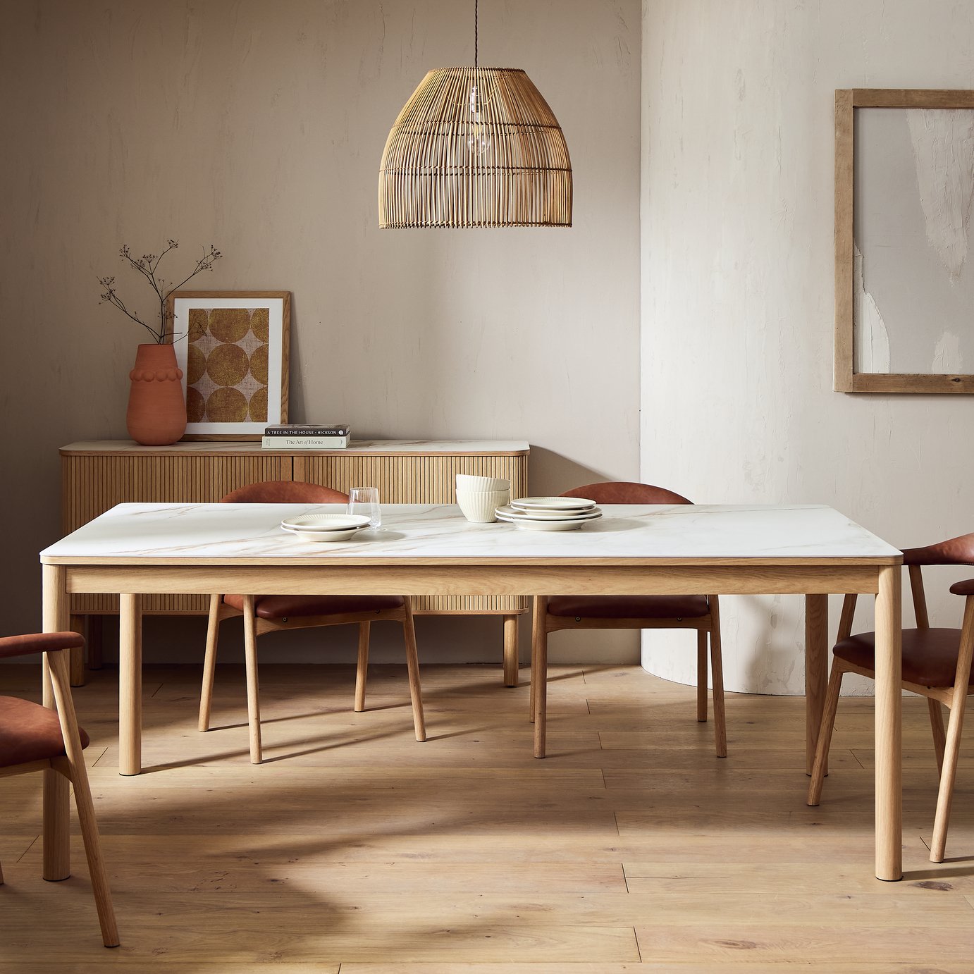 Habitat Lex Ceramic 10 Seater Dining Table - Oak