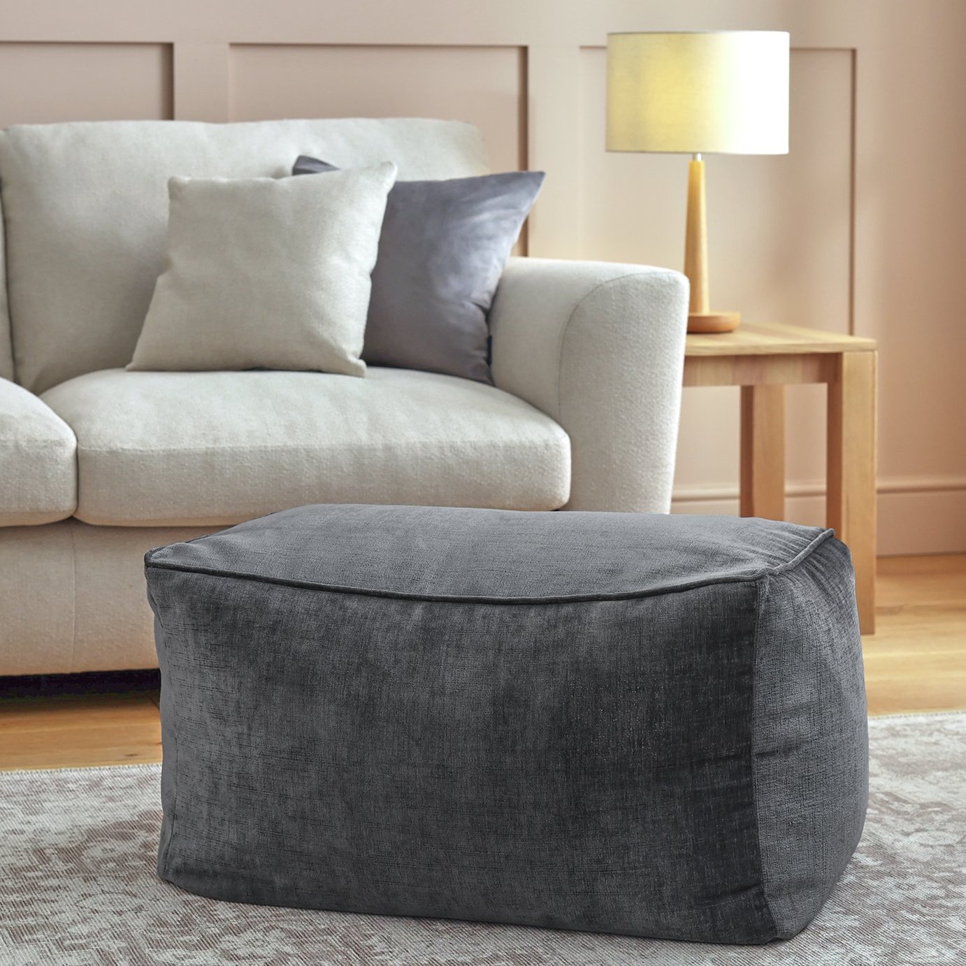 Argos Home Harper Fabric Pouffe - Grey