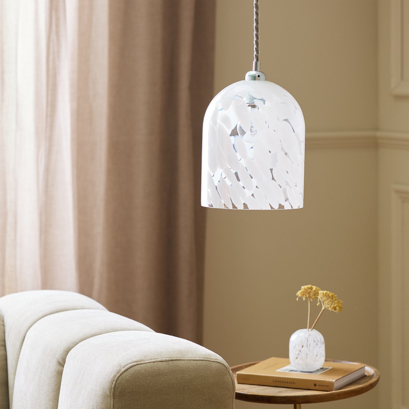 Habitat White Confetti Glass Easy Fit Lampshade - 18cm
