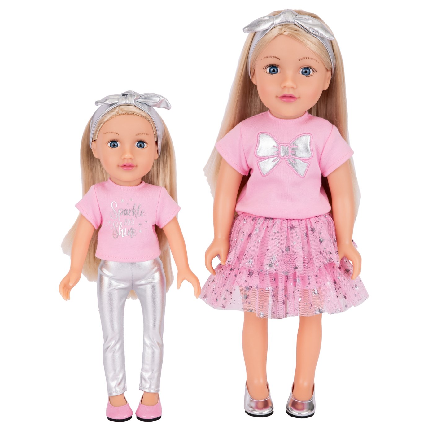 DesignAfriend Big Sister 18" & Little Sister 14" Doll Set 