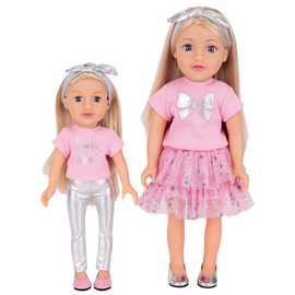 DesignAfriend Big Sister 18" & Little Sister 14" Doll Set