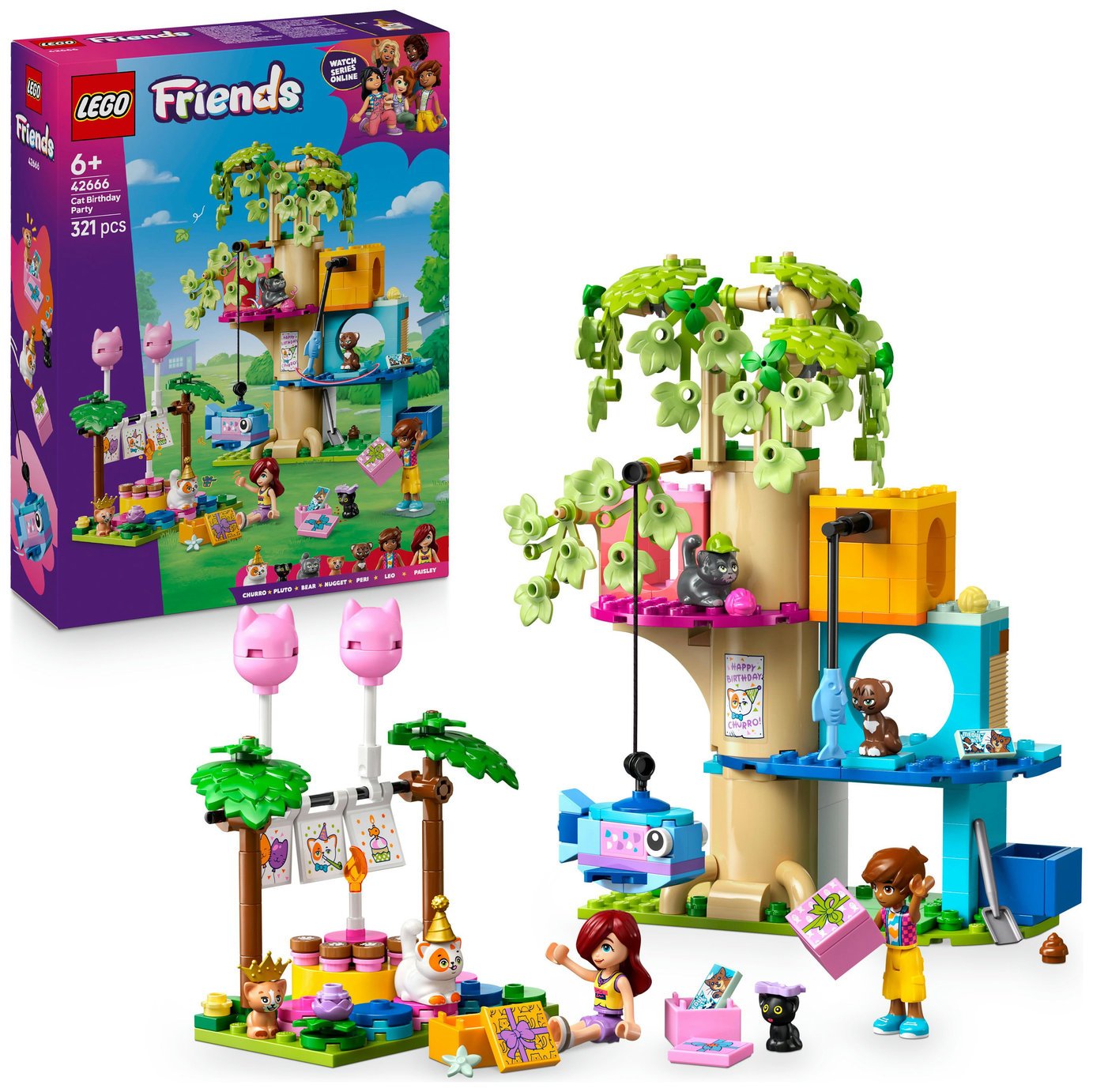 LEGO Friends Cat Birthday Party & Tree House Toy 42666