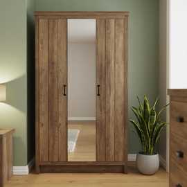 GFW Boston 3 Door Mirror Wardrobe - Knotty Oak