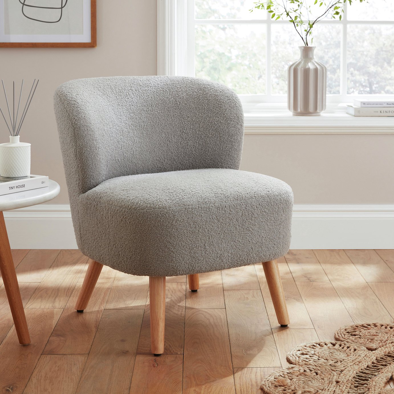 GFW Evie Boucle Teddy Accent Chair- Grey