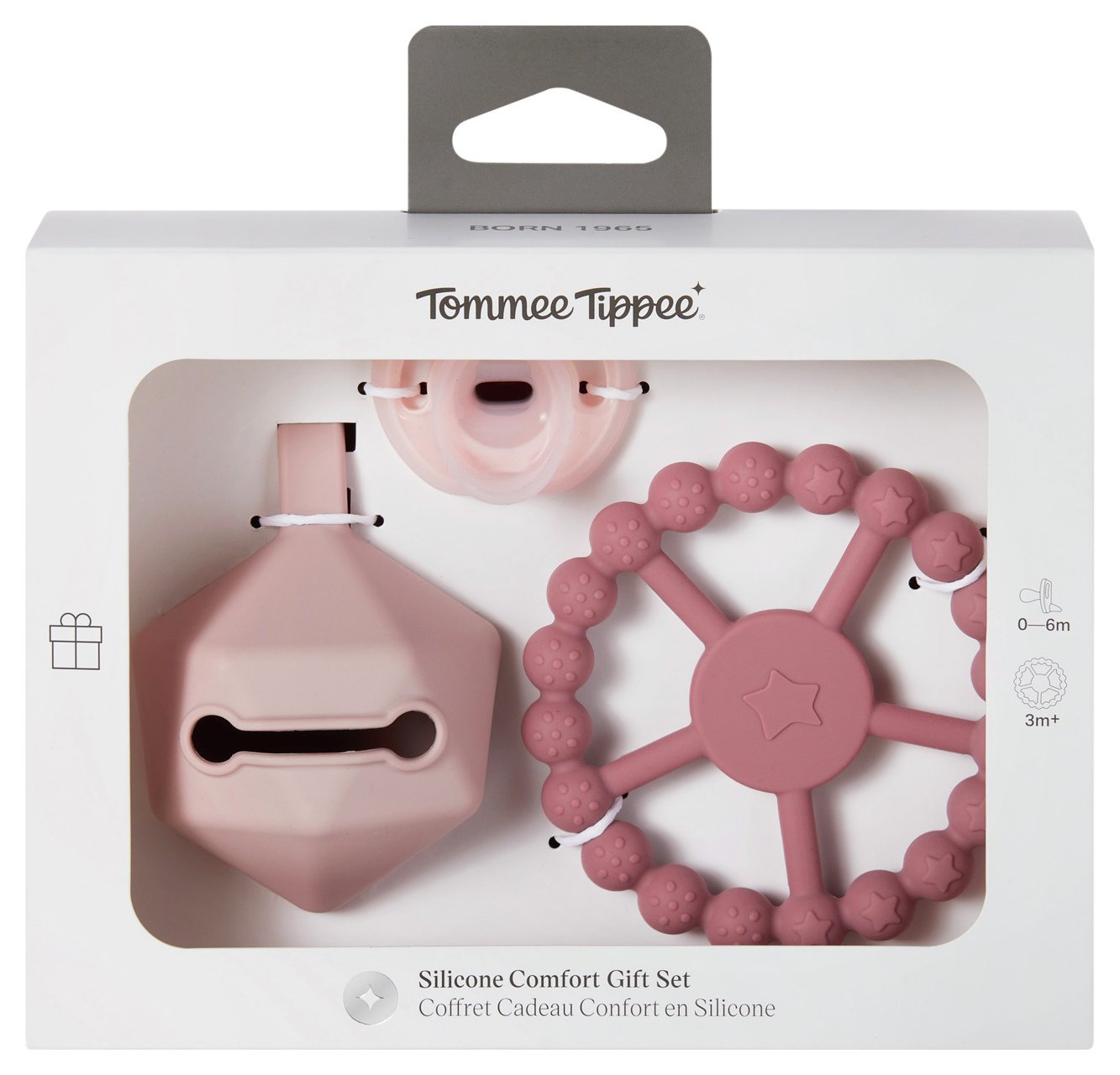 Tommee Tippee Silicone Dummy and Comfort Gift Set – Pink