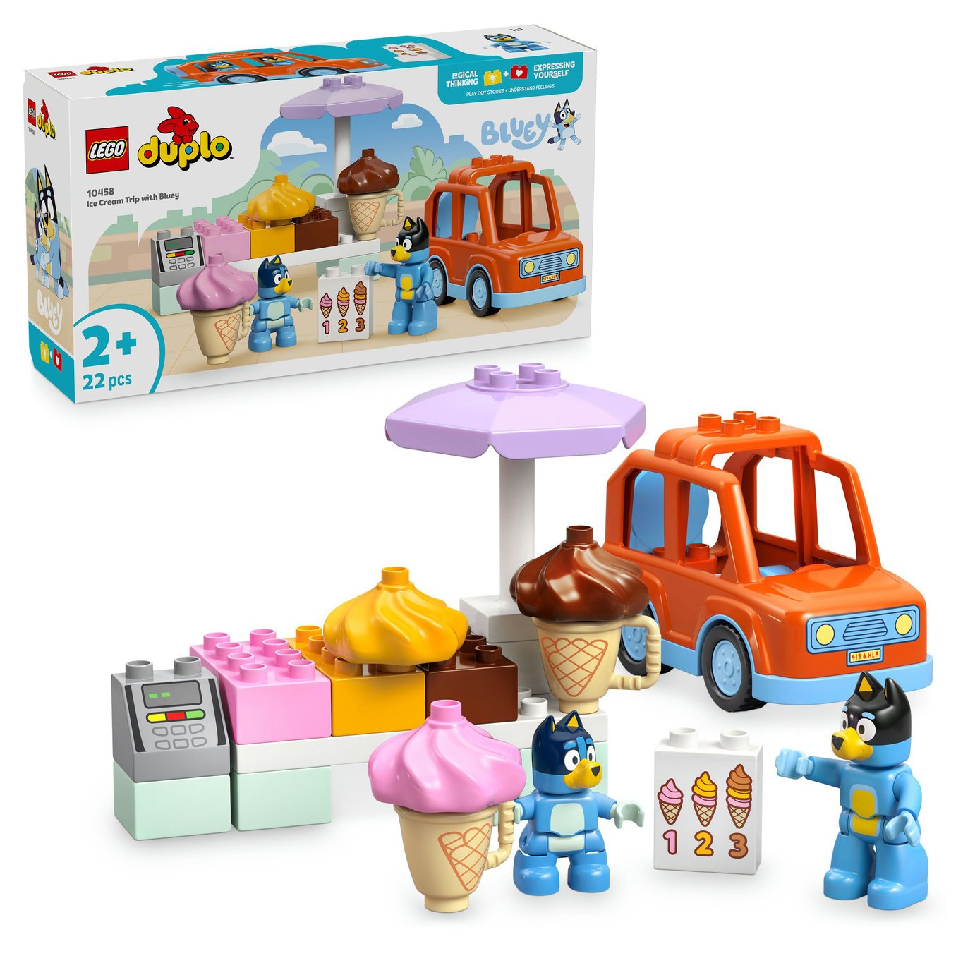 LEGO DUPLO Bluey Ice Cream Trip with Bluey Toddler Toy 10458