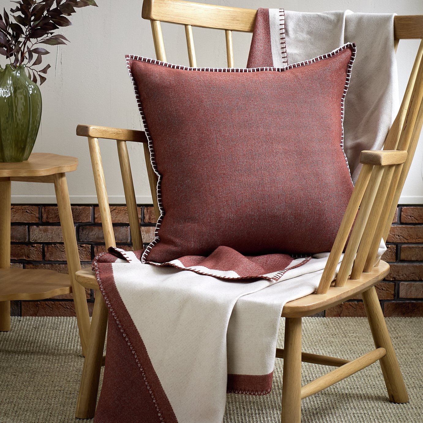 Habitat Blanket Stitch Cushion - Berry - 50x50cm