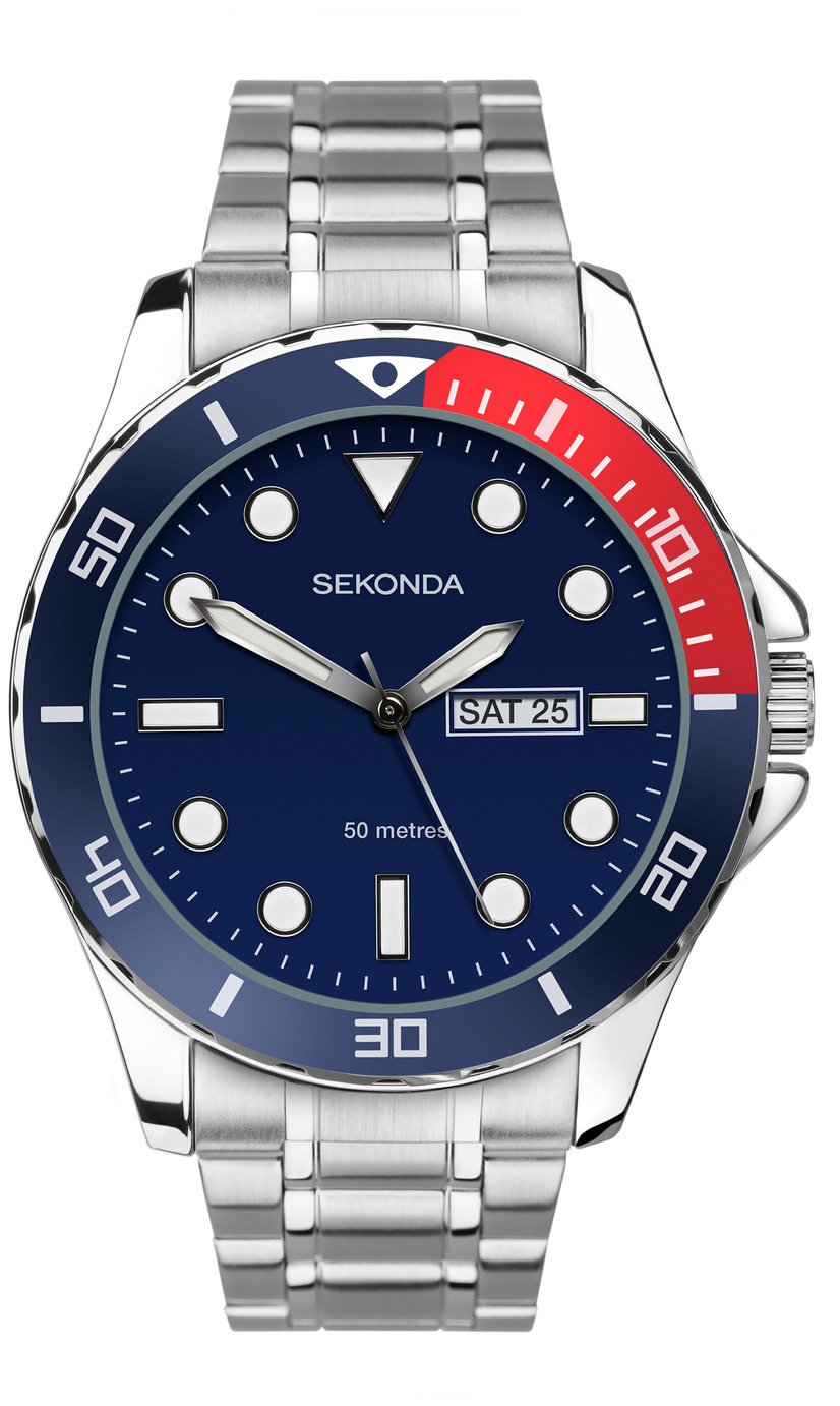 Sekonda Men's Blue Dial Stainless Steel Bracelet Watch