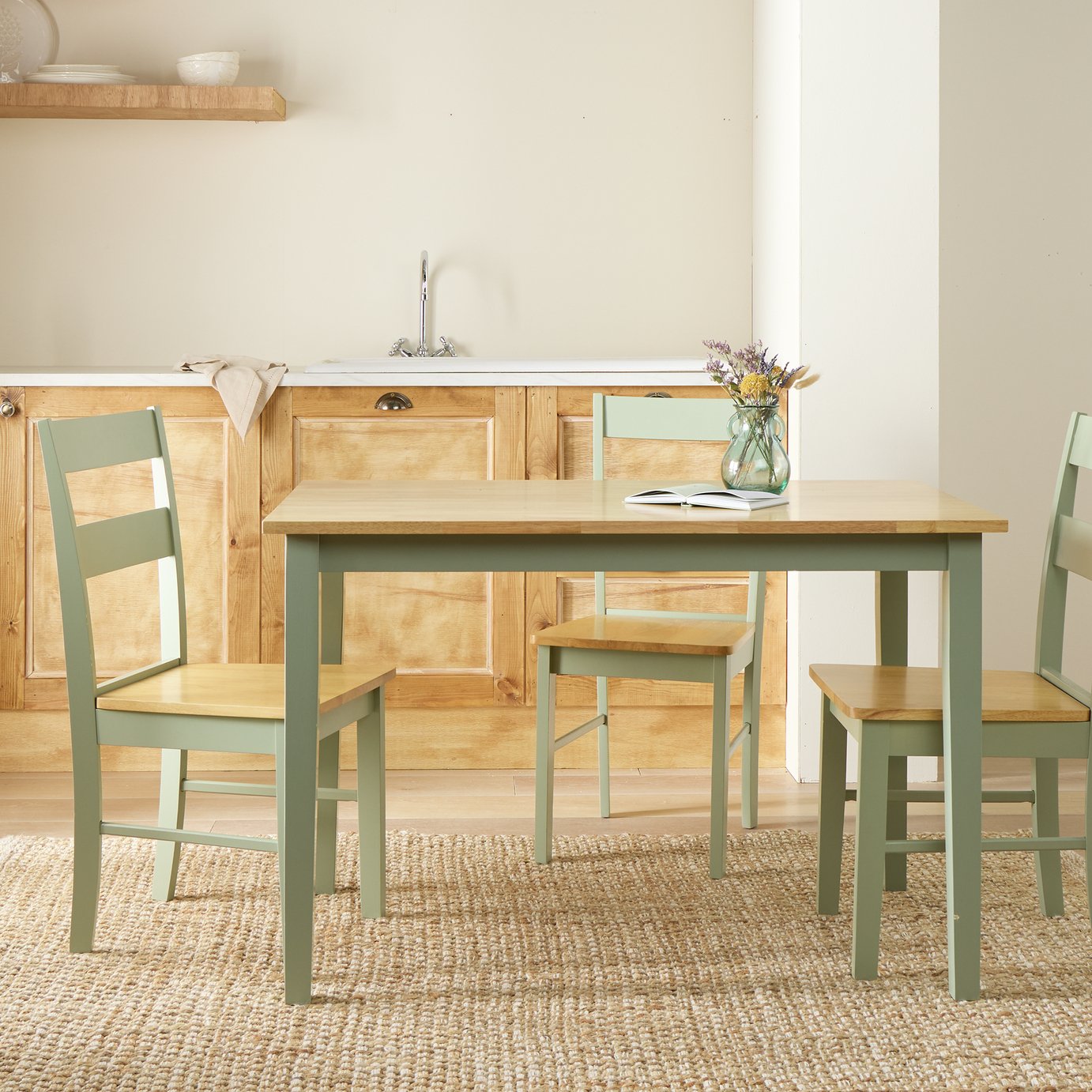 Argos Home Chicago Wooden 4 Seater Dining Table - Sage