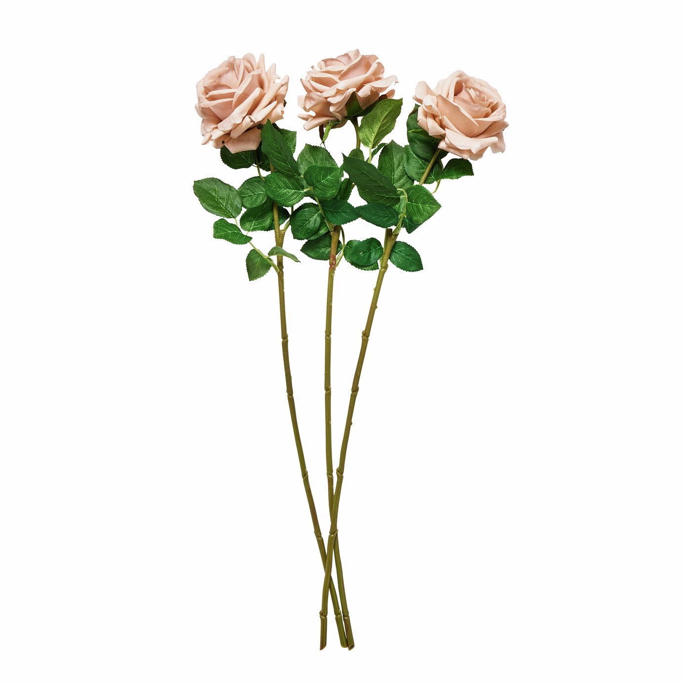 Argos Home Artificial Pink Touch Rose Stem 3 Pack - 66cm