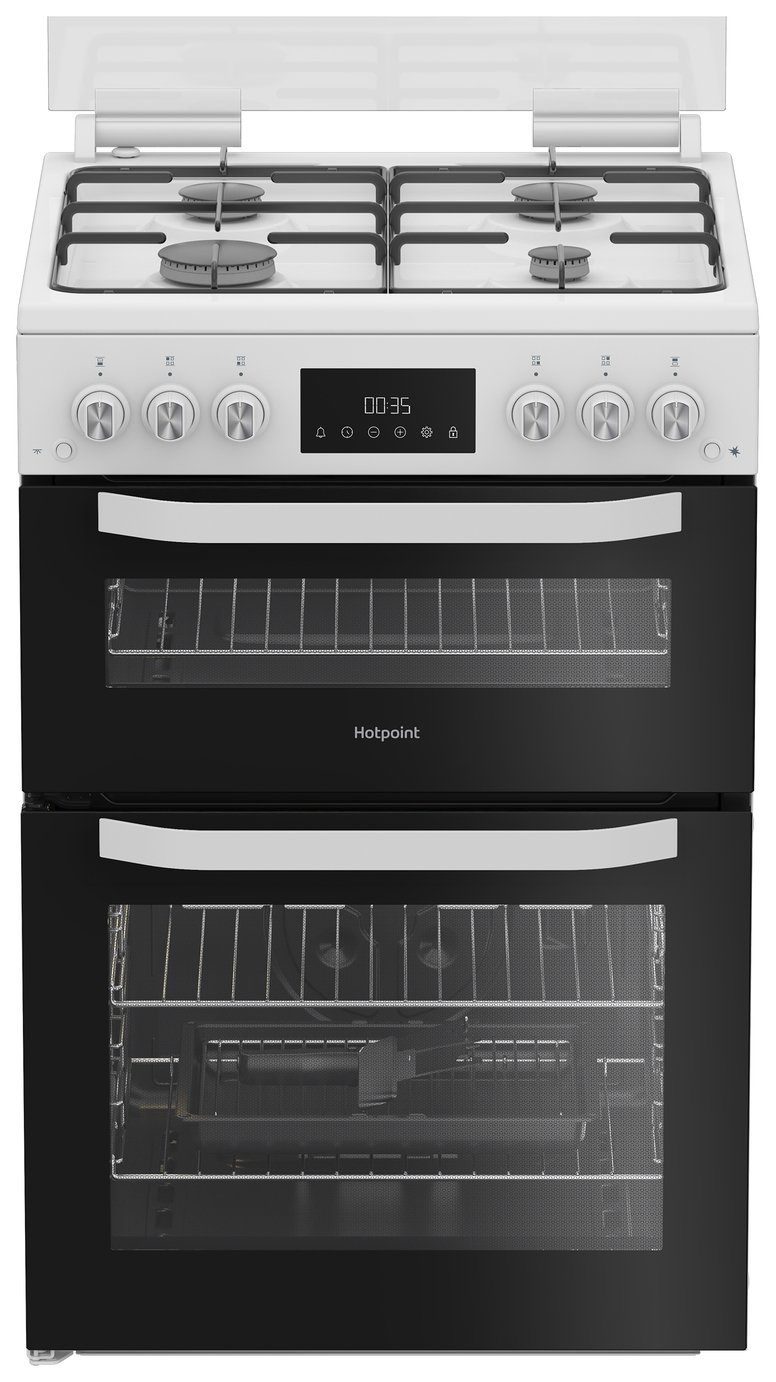 Hotpoint HTG6GDCW 60cm Twin Cavity Gas Cooker - White