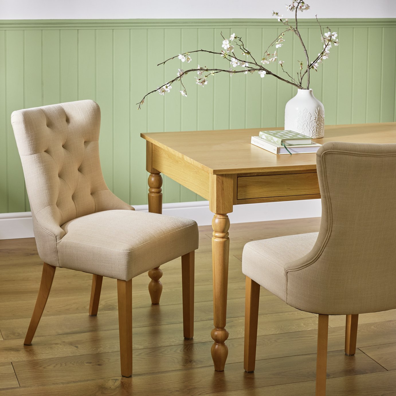 Argos Home Novara Pair of Fabric Dining Chair - Cream
