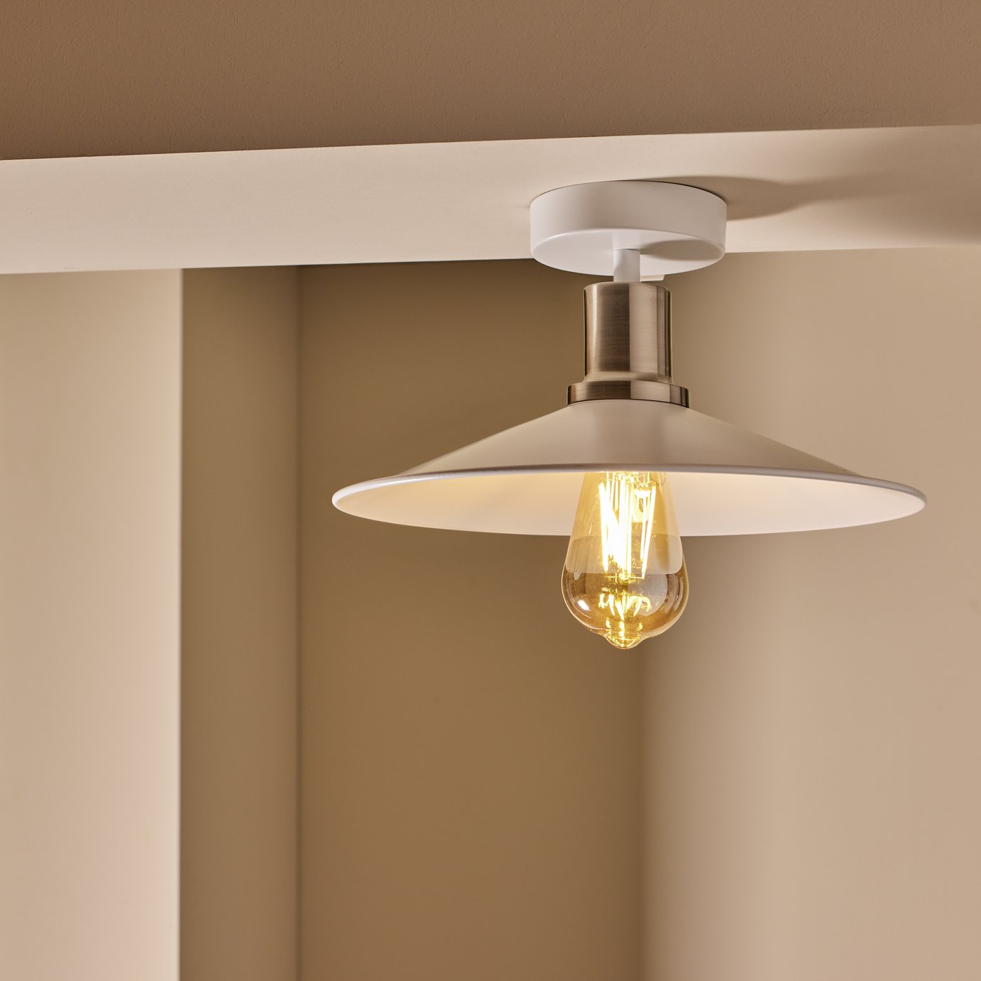 Argos Home Pixie Cone Metal Flush to Ceiling Light - White
